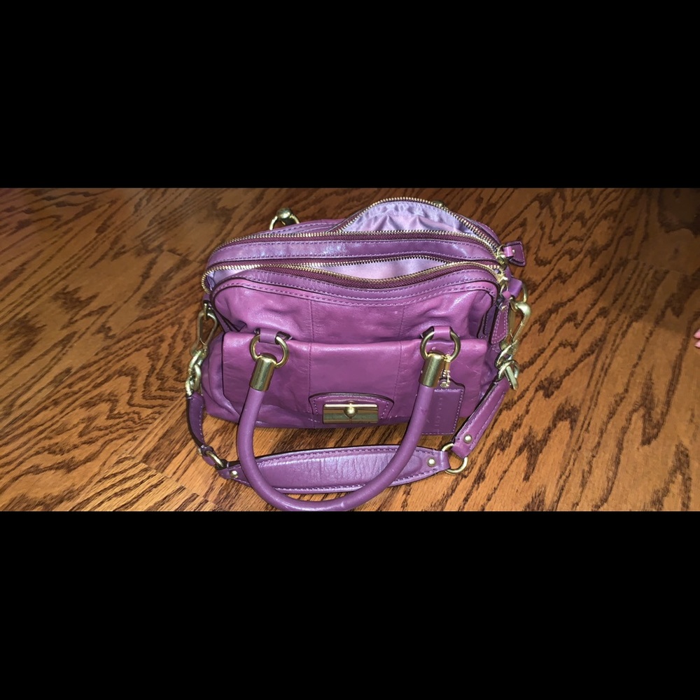 Purple Leather Coach Bag